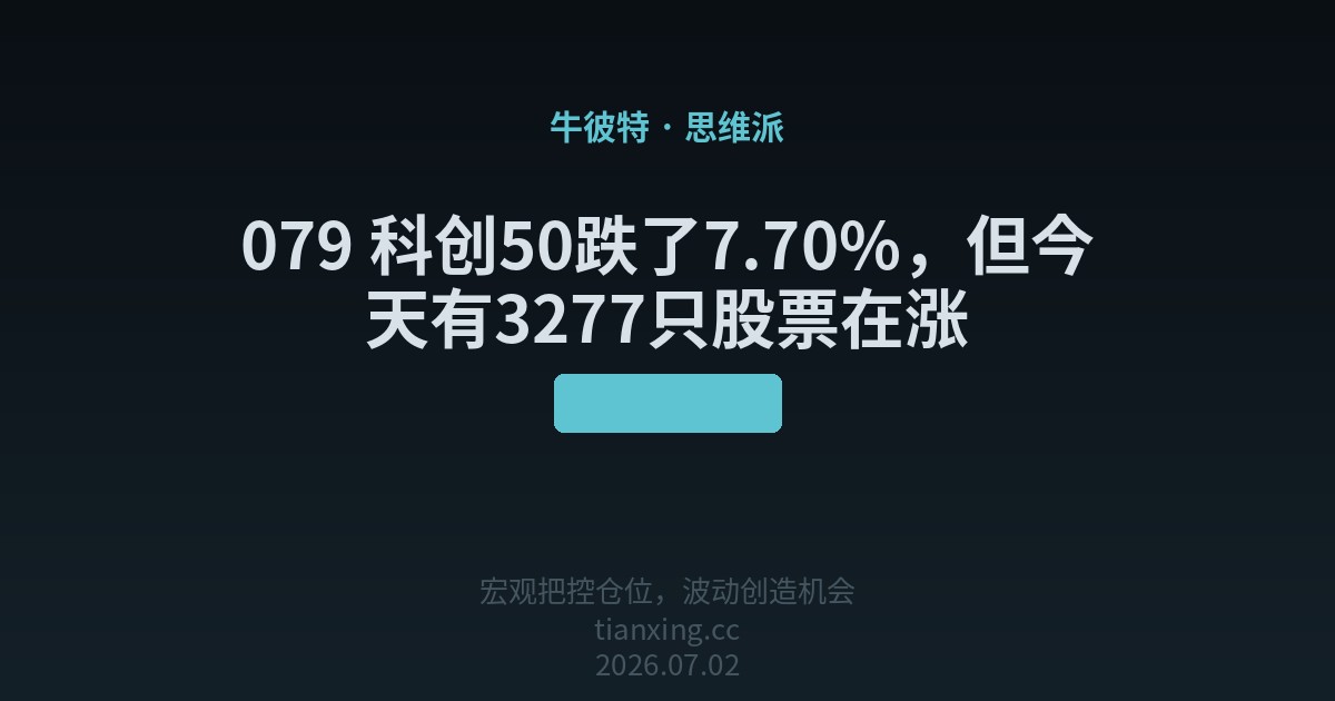 079 科创50跌了7.70%，但今天有3277只股票在涨