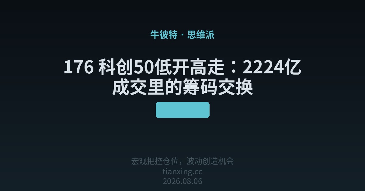 176 科创50低开高走：2224亿成交里的筹码交换