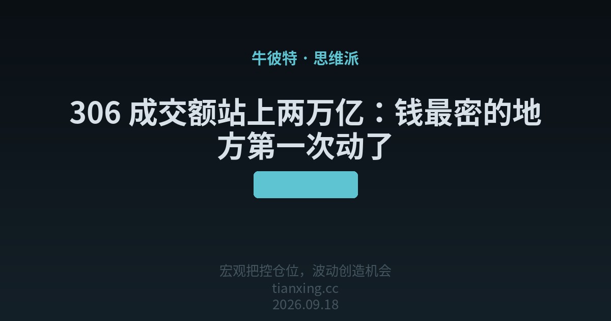 306 成交额站上两万亿:钱最密的地方第一次动了