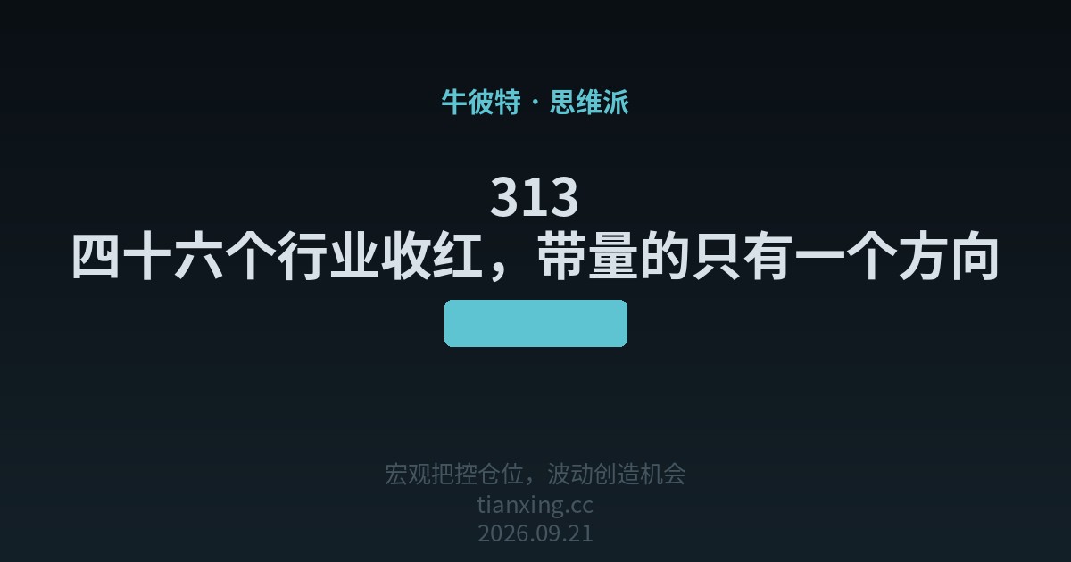 313 四十六个行业收红,带量的只有一个方向