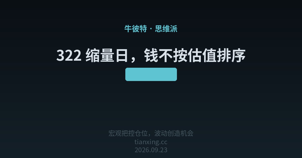 322 缩量日,钱不按估值排序