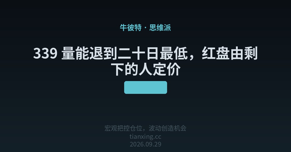 339 量能退到二十日最低,红盘由剩下的人定价