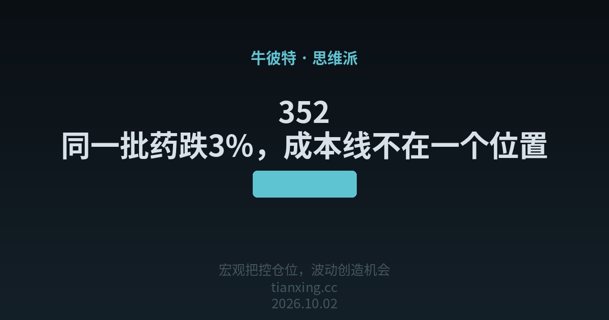 352 同一批药跌3%，成本线不在一个位置