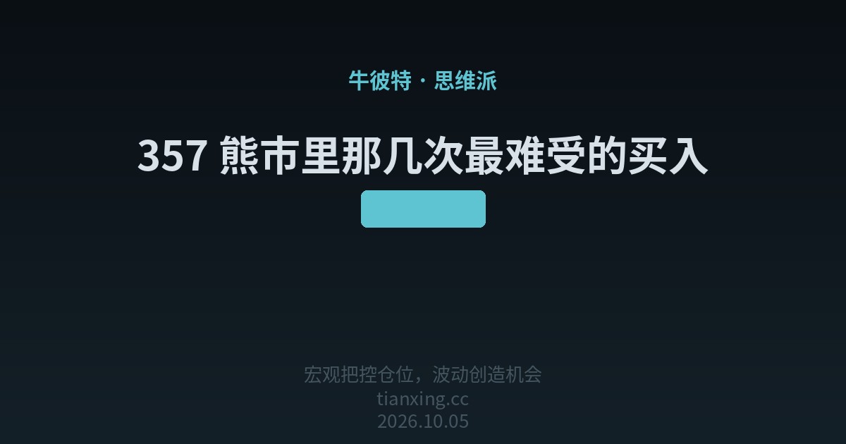357 熊市里那几次最难受的买入
