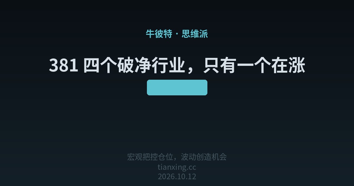 381 四个破净行业，只有一个在涨