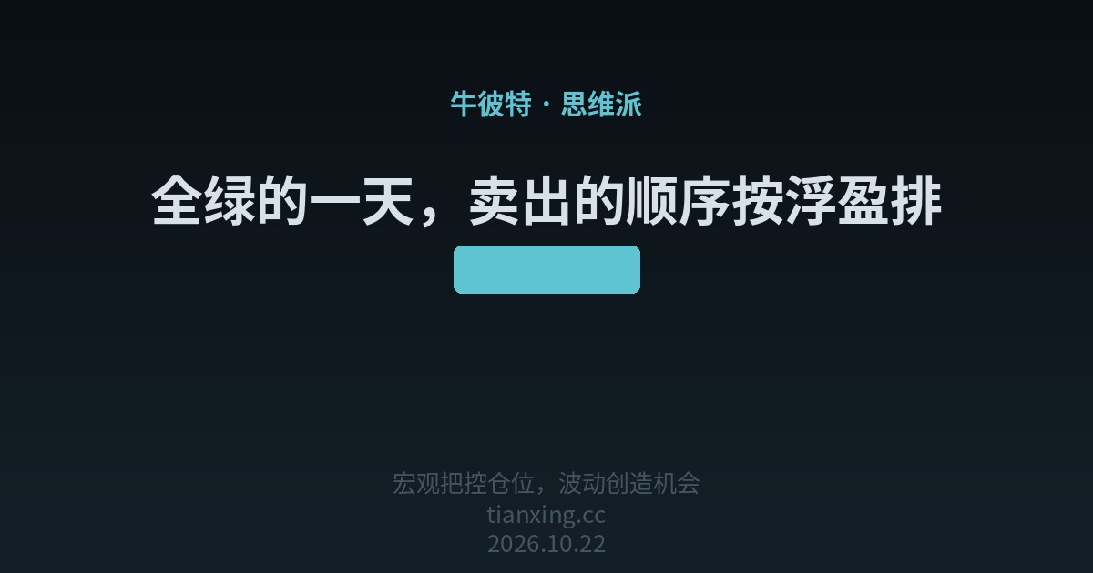 全绿的一天，卖出的顺序按浮盈排